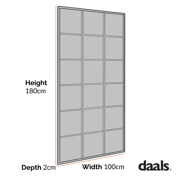 Chardwell Full Length Industrial Metal Window Mirror 180 x 100 cm Black Mirrors