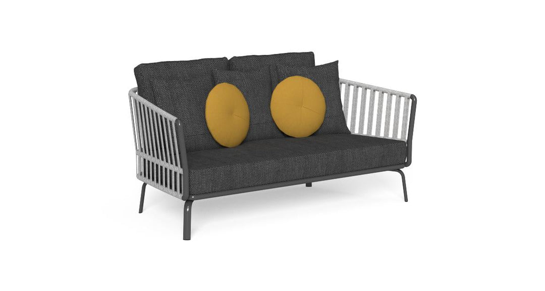 Kosta Outdoor Garden Balcony Sofa Set 2 Seater, Single seater and 2 Center Table Set, Braided & Rope (Dark Grey)