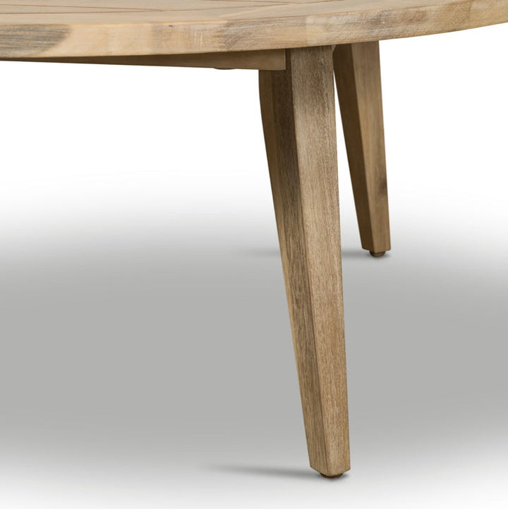 Aisha Outdoor Rounded Solid Wood Coffee Table