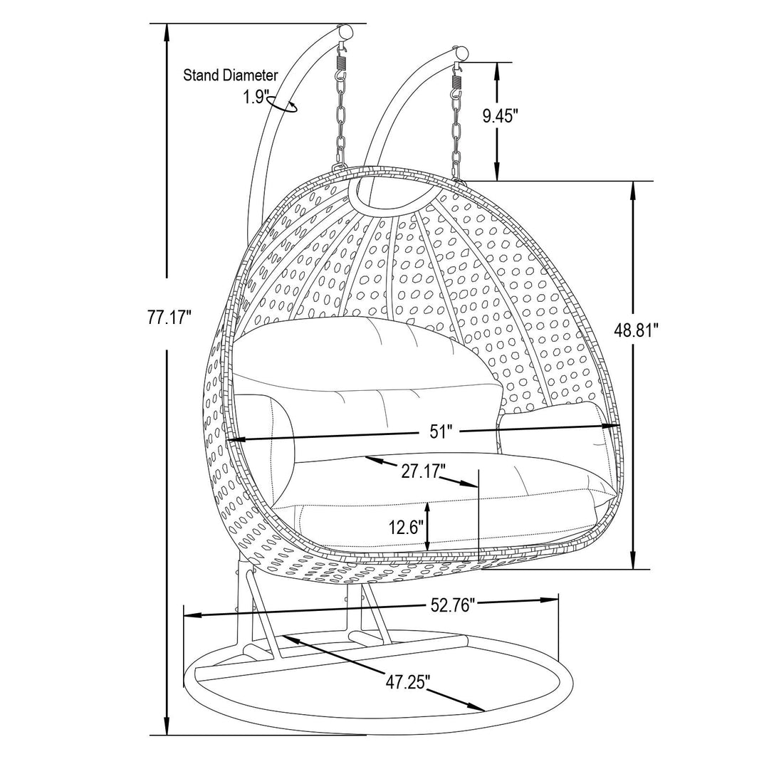 Fino Double Seater Hanging Swing With Stand For Balcony , Garden Swing (Dark Grey)
