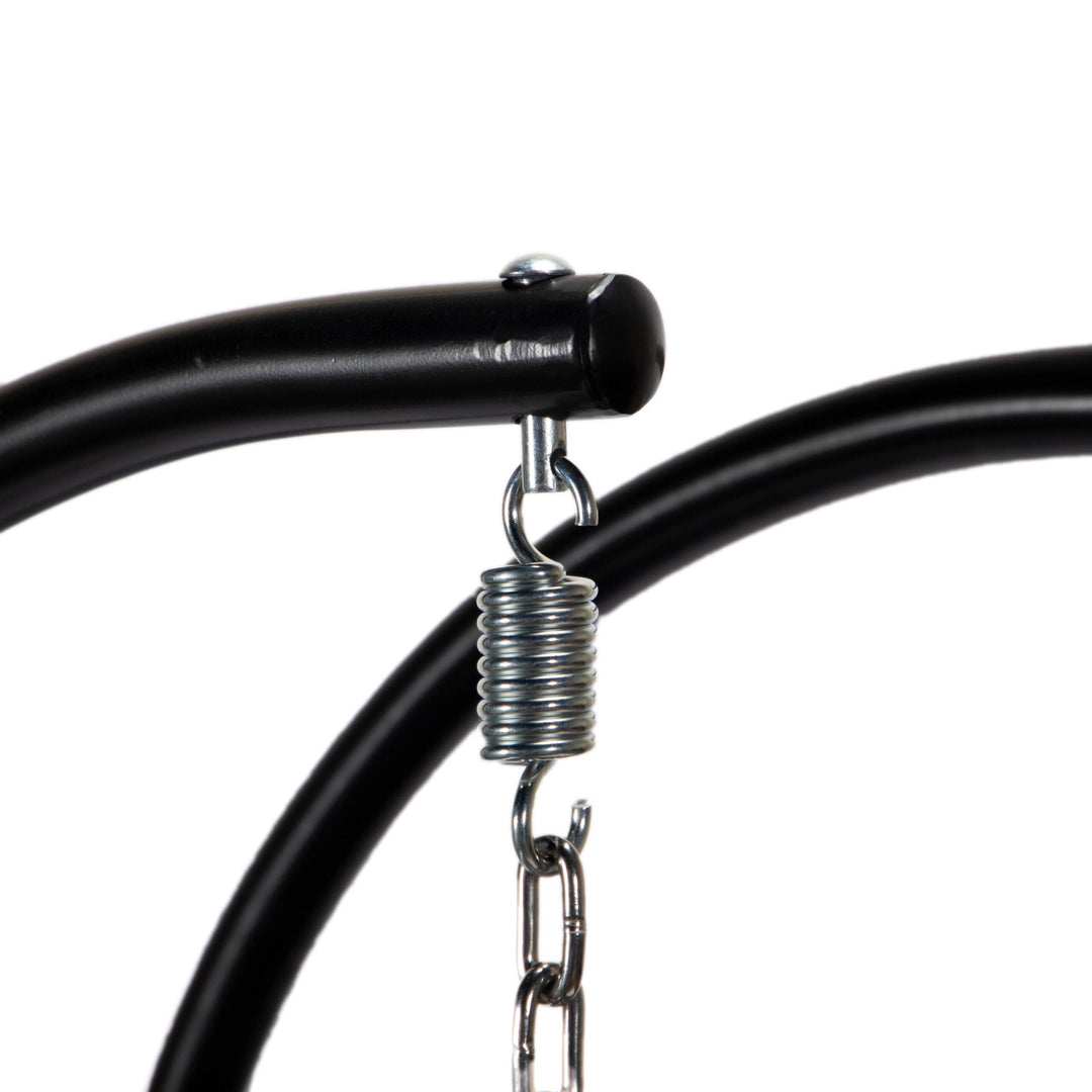 Fino Double Seater Hanging Swing With Stand For Balcony , Garden Swing (Dark Grey)