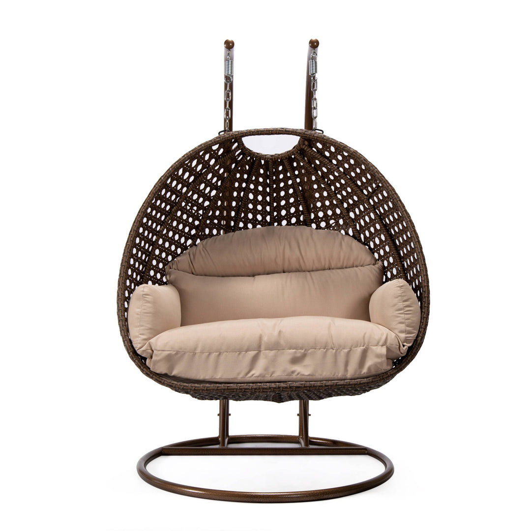 Longo Double Seater Hanging Swing With Stand For Balcony , Garden Swing (Brown)