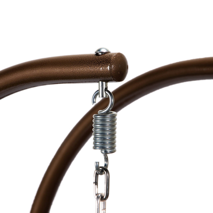 Longo Double Seater Hanging Swing With Stand For Balcony , Garden Swing (Brown)