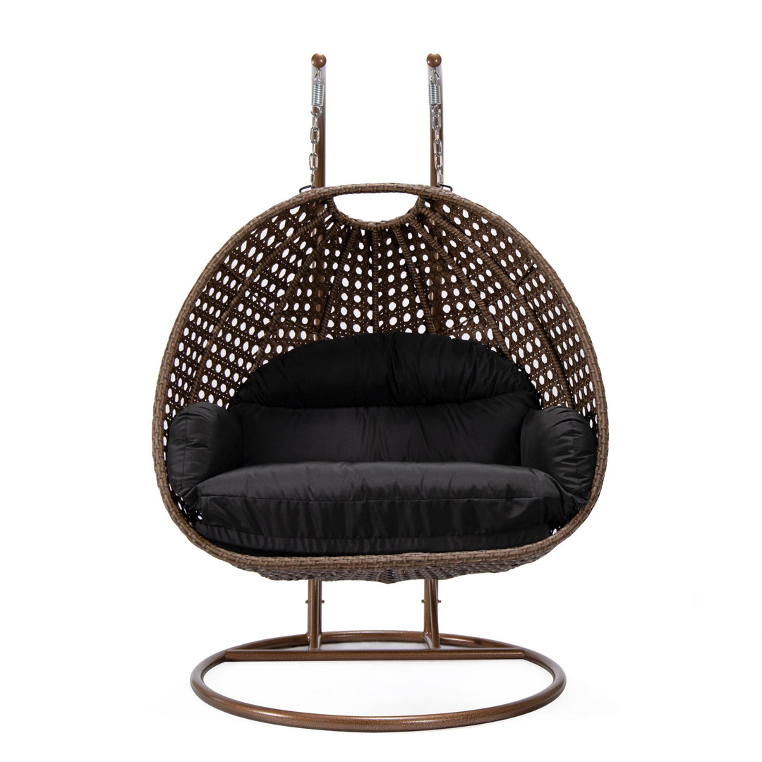 Longo Double Seater Hanging Swing With Stand For Balcony , Garden Swing (Brown)