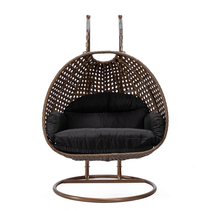Longo Double Seater Hanging Swing With Stand For Balcony , Garden Swing (Brown)
