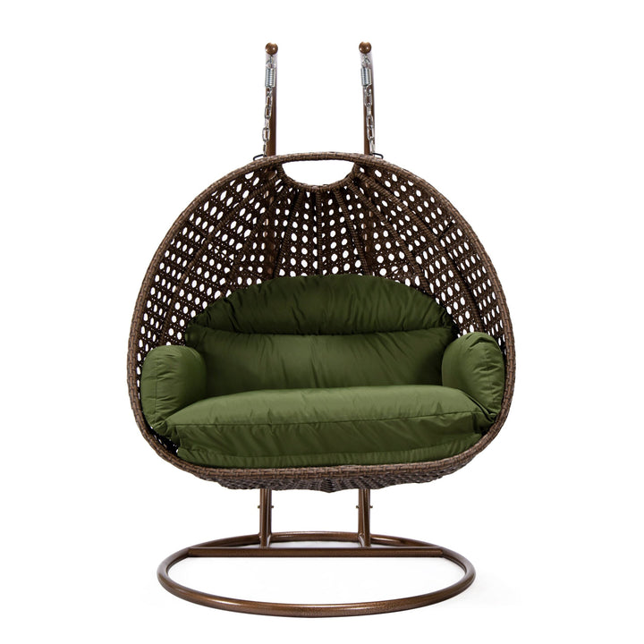 Longo Double Seater Hanging Swing With Stand For Balcony , Garden Swing (Brown)