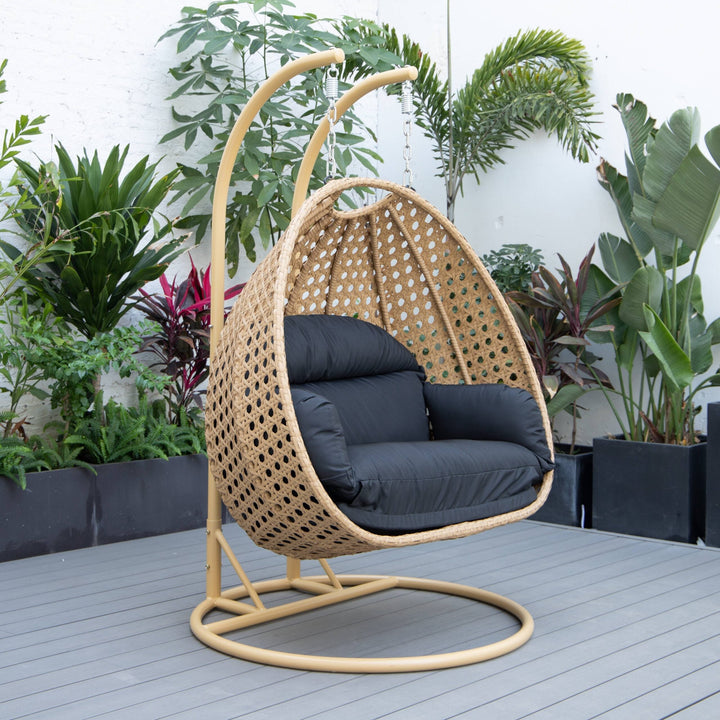 Scutari Double Seater Hanging Swing With Stand For Balcony , Garden Swing (Honey)