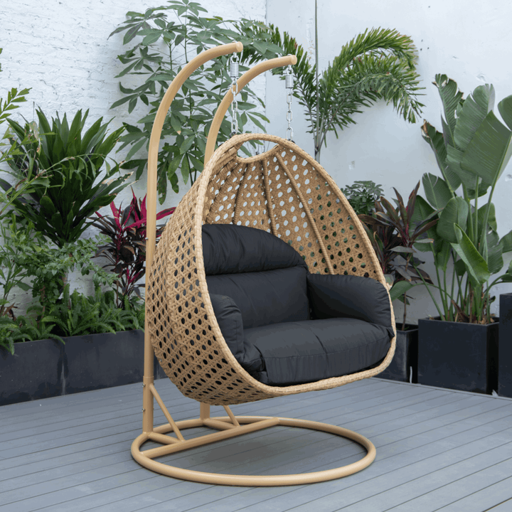 Scutari Double Seater Hanging Swing With Stand For Balcony , Garden Swing (Honey)