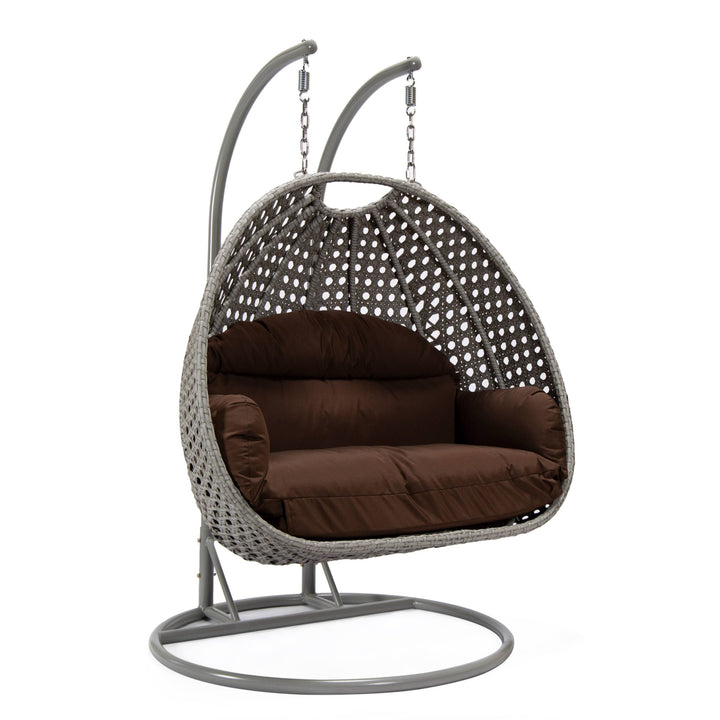 Dario Double Seater Hanging Swing With Stand For Balcony , Garden Swing (Silver)