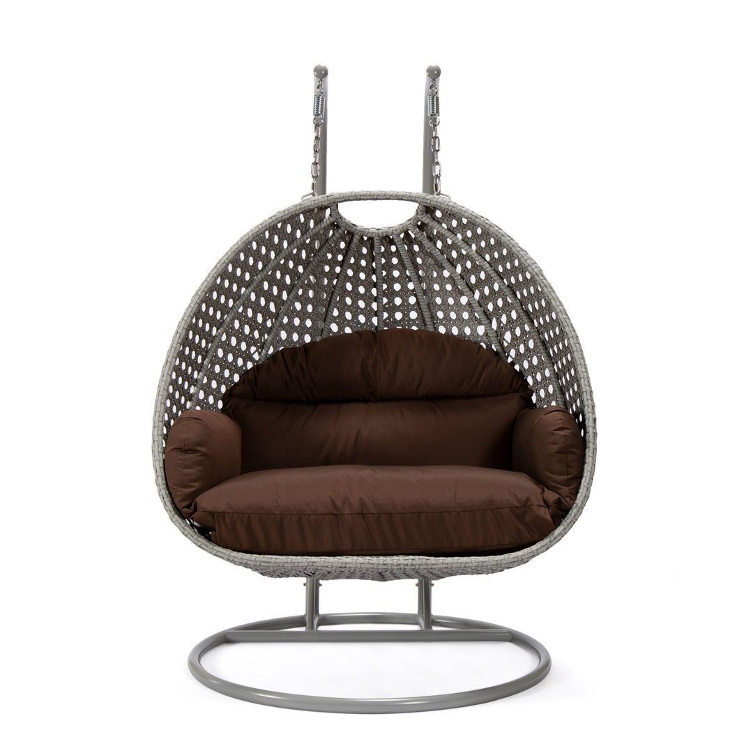 Dario Double Seater Hanging Swing With Stand For Balcony , Garden Swing (Silver)