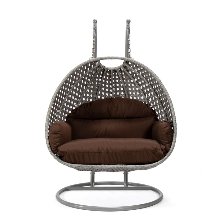 Dario Double Seater Hanging Swing With Stand For Balcony , Garden Swing (Silver)