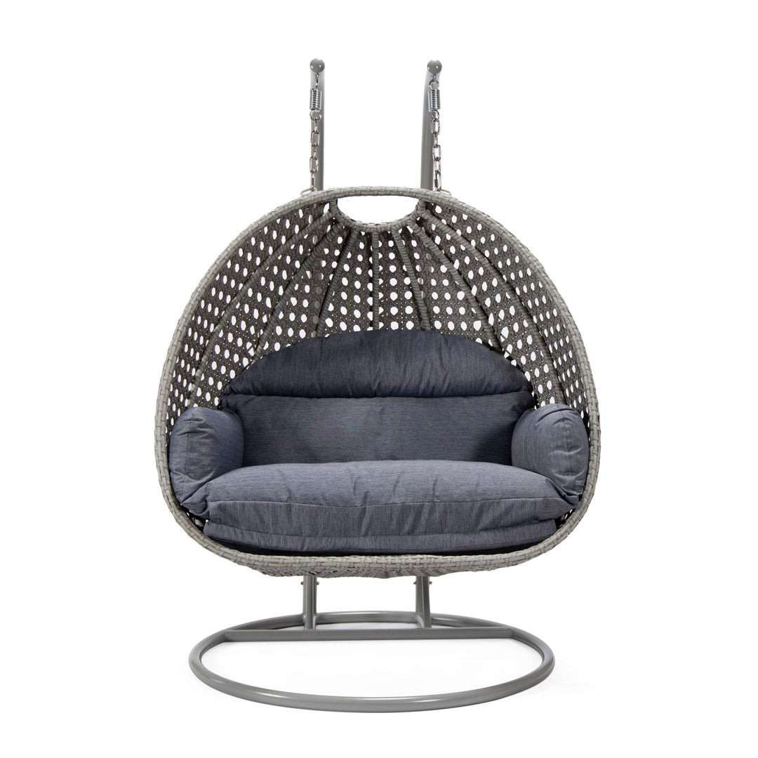 Dario Double Seater Hanging Swing With Stand For Balcony , Garden Swing (Silver)