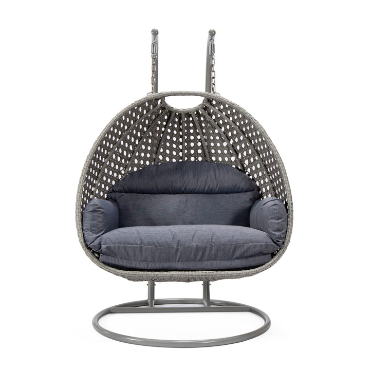 Dario Double Seater Hanging Swing With Stand For Balcony , Garden Swing (Silver)