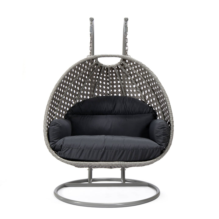 Dario Double Seater Hanging Swing With Stand For Balcony , Garden Swing (Silver)