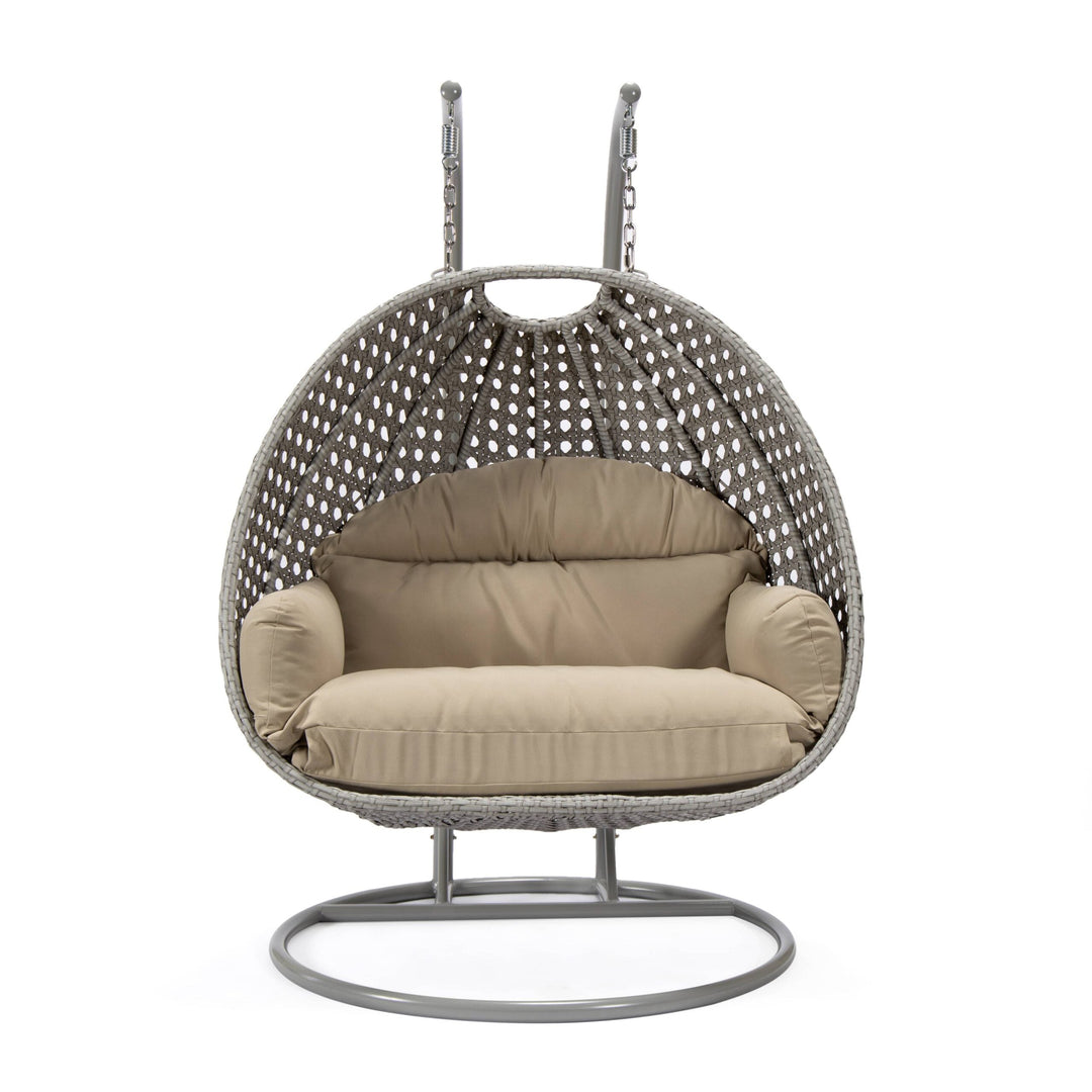 Dario Double Seater Hanging Swing With Stand For Balcony , Garden Swing (Silver)