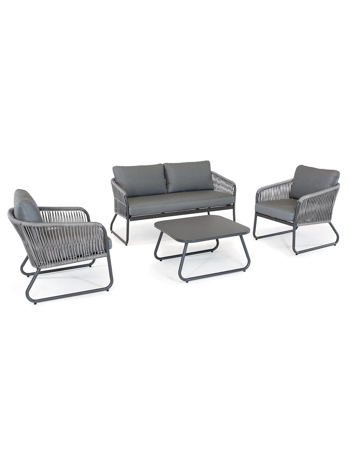 Casu Outdoor Garden Balcony Sofa Set 2 Seater, 2 Single seater and 1 Center Table Set, Braid & Rope (Grey)