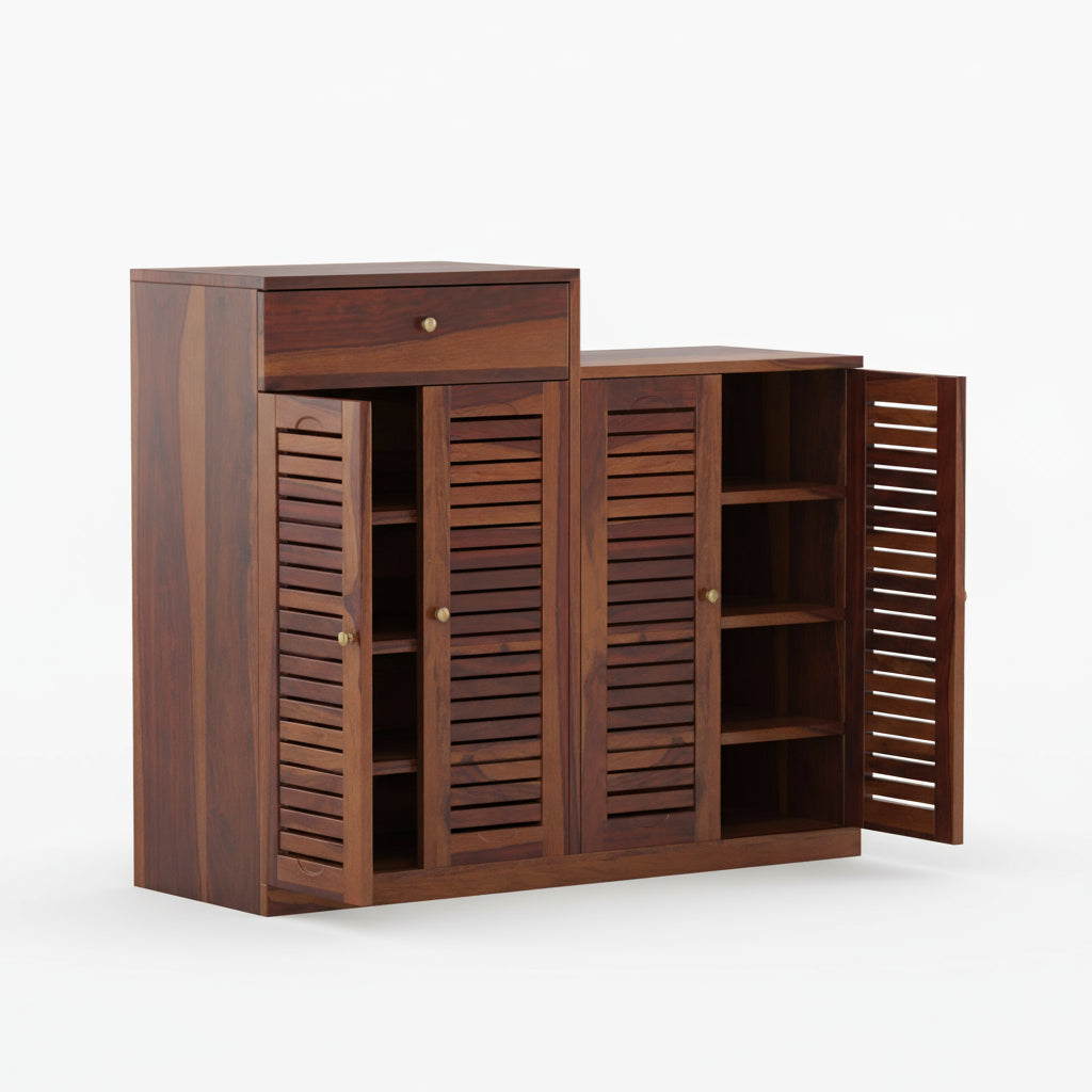 Macarena Sheesham Wood Shoe Rack with Door