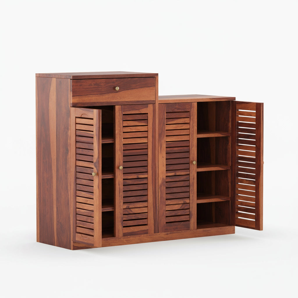 Macarena Sheesham Wood Shoe Rack with Door