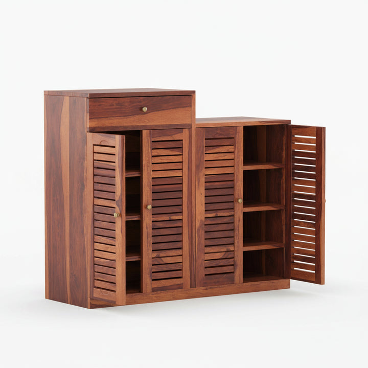 Macarena Sheesham Wood Shoe Rack with Door