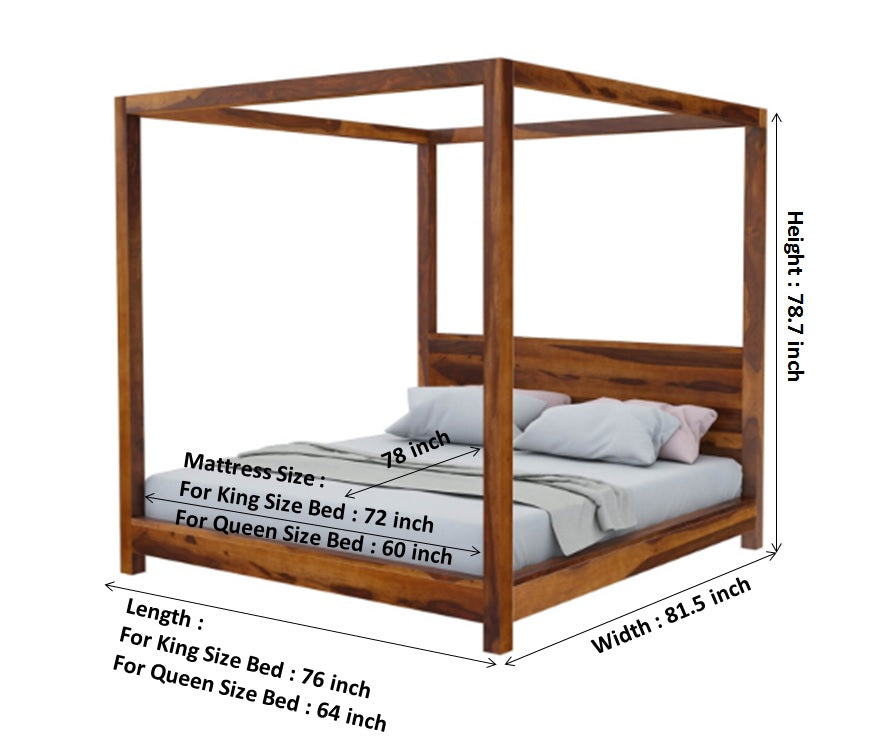 Sara Solid Sheesham Wood Poster Bed