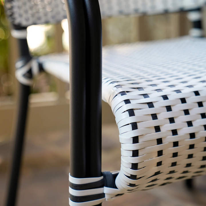 Shore Outdoor Patio Seating Set 2 Chairs and 1 Table Set (Black + White)