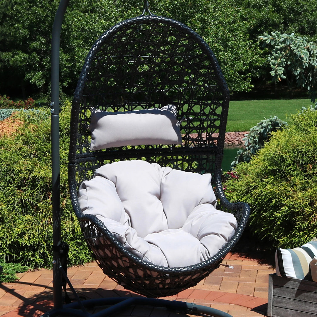Perron Single Seater Hanging Swing With Stand For Balcony, Garden Swing (Black)