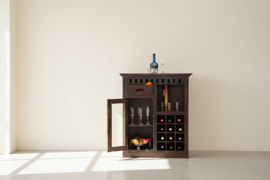 Marisol Solid Wood Bar Cabinet Honey L 83 x D 50 x H 91 cms / Honey Bar