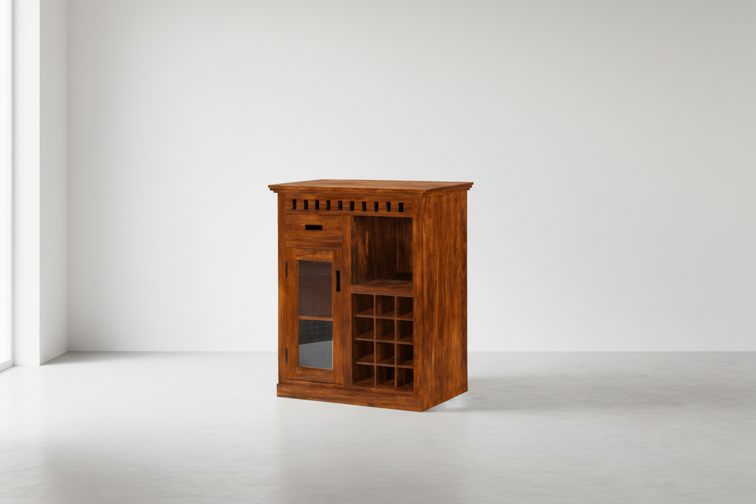 Marisol Solid Wood Bar Cabinet Honey L 83 x D 50 x H 91 cms / Honey Bar