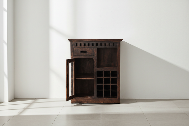 Marisol Solid Wood Bar Cabinet Honey L 83 x D 50 x H 91 cms / Honey Bar