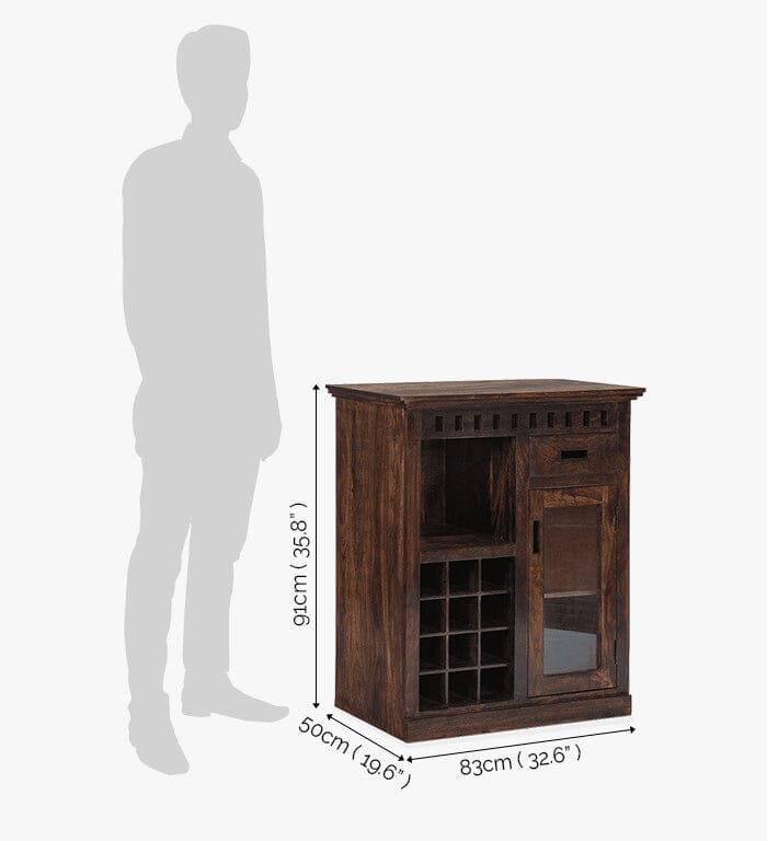Marisol Solid Wood Bar Cabinet Honey L 83 x D 50 x H 91 cms / Honey Bar