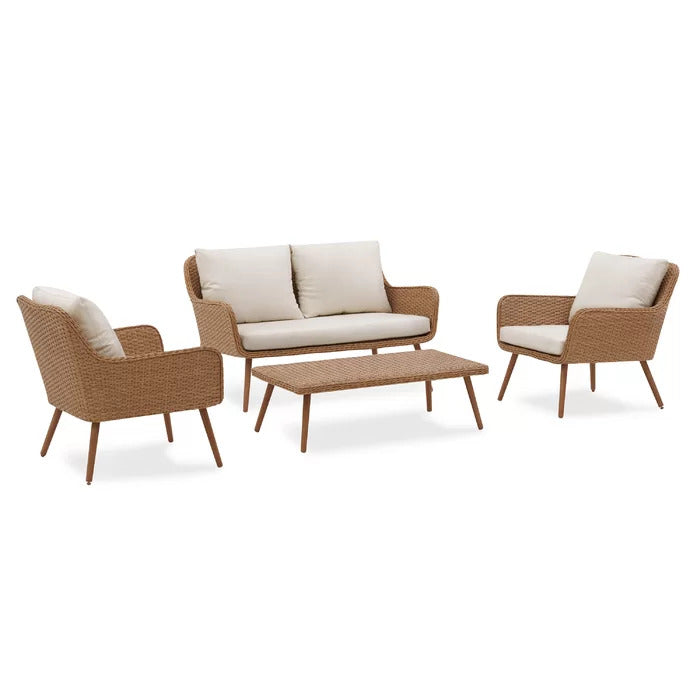 Wagner Outdoor Sofa Set 2 Seater , 2 Single seater and 1 Center Table (Brown + Beige)