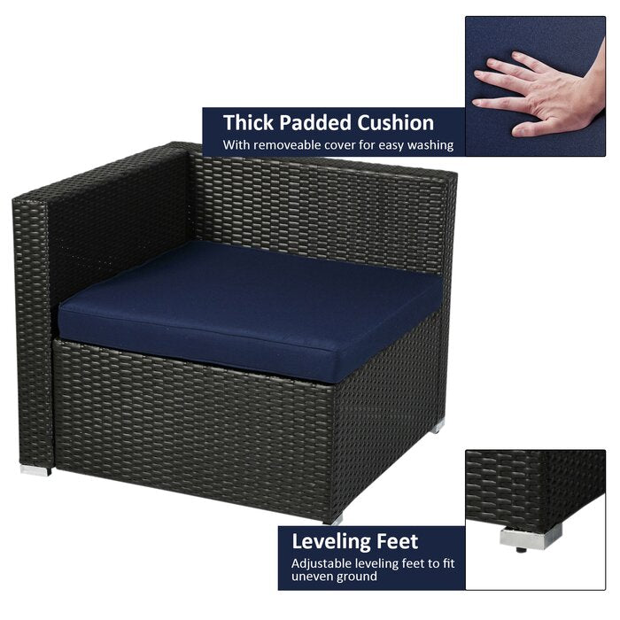 Castiglione Outdoor Patio Sofa Set 6 seater and 1 Center Table (Black)