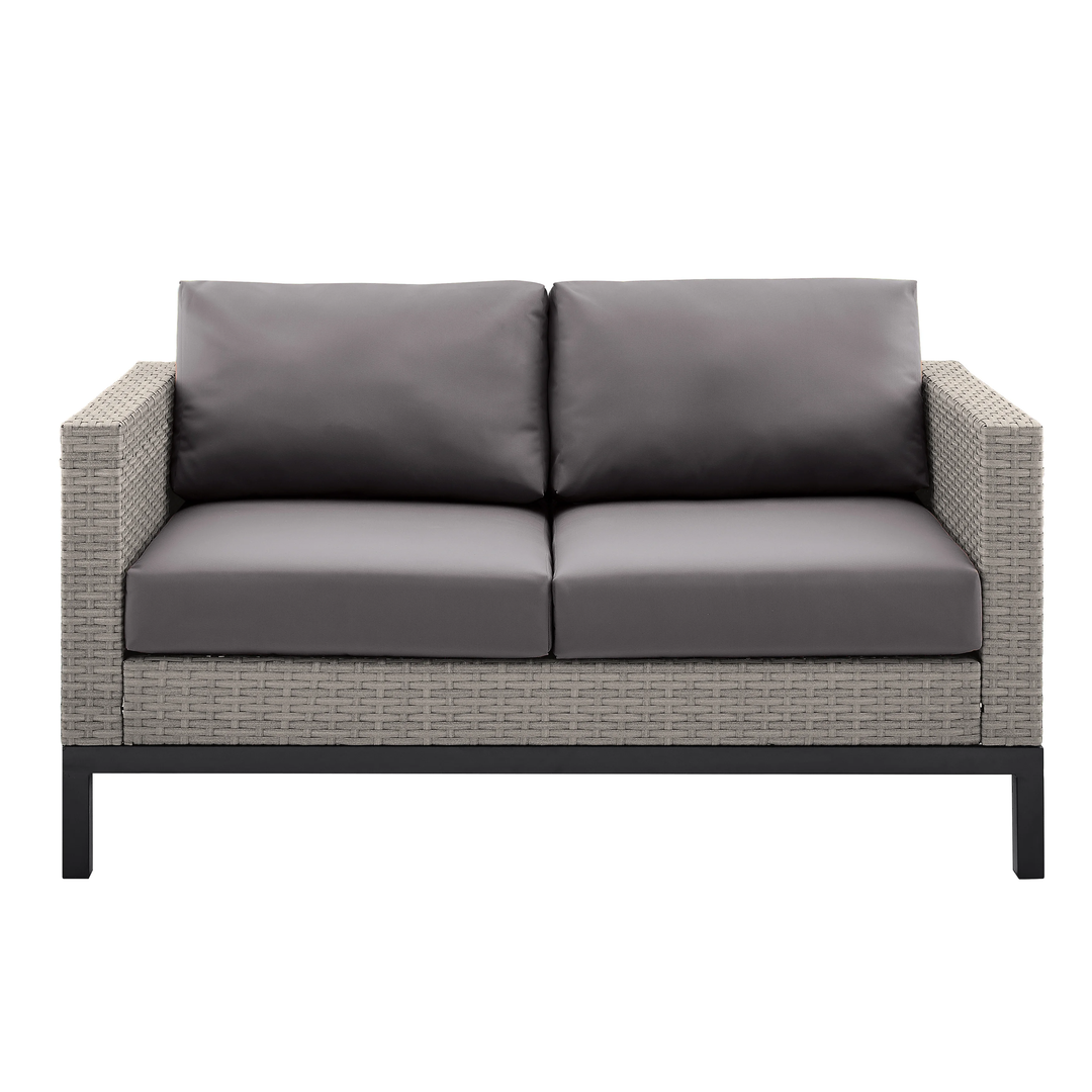 Modolo Outdoor Garden Balcony Sofa Set 2 Seater, 2 Single seater and Ottoman Set (Grey)