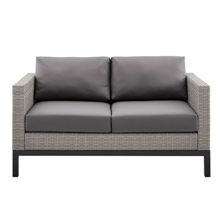 Modolo Outdoor Garden Balcony Sofa Set 2 Seater, 2 Single seater and Ottoman Set (Grey)