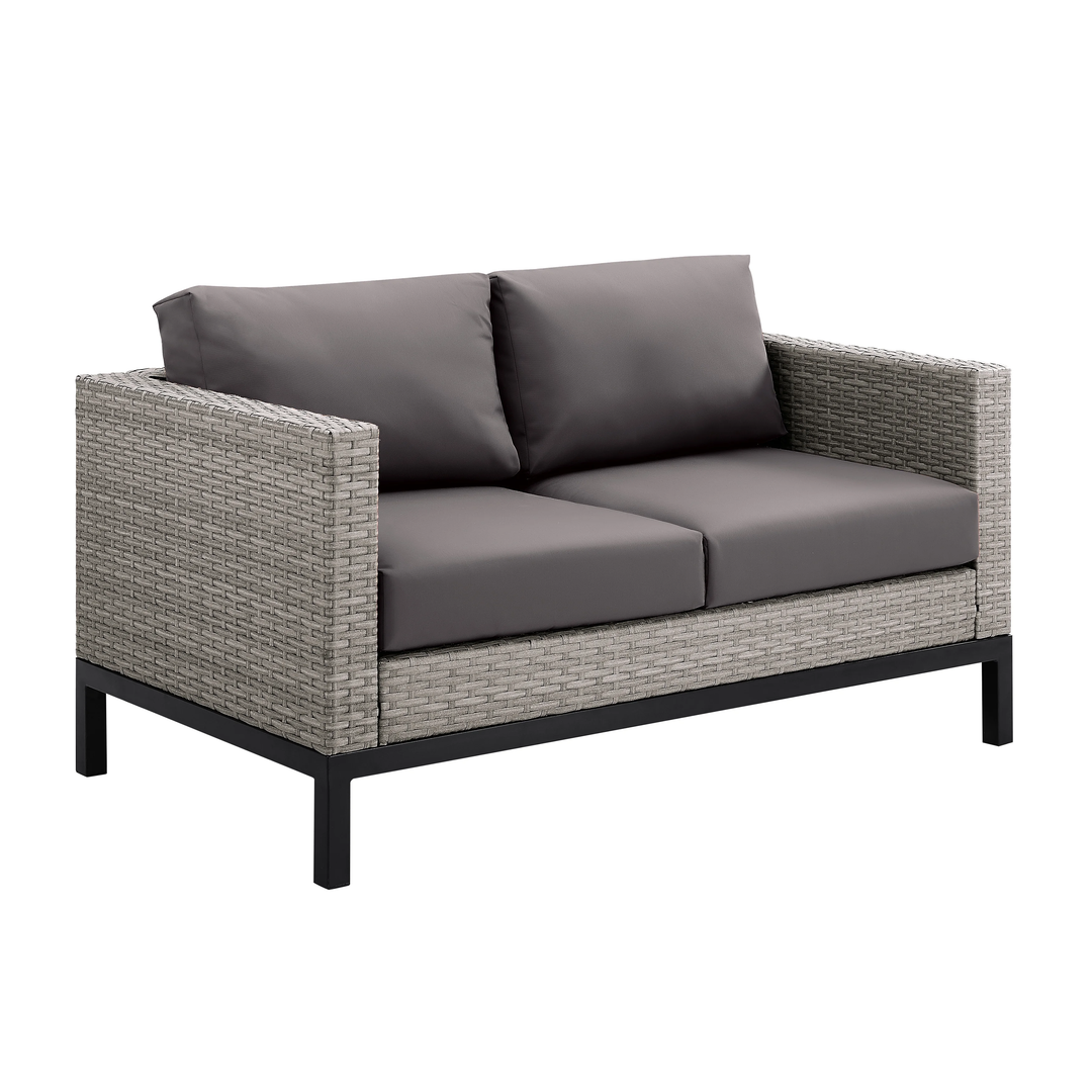 Modolo Outdoor Garden Balcony Sofa Set 2 Seater, 2 Single seater and Ottoman Set (Grey)