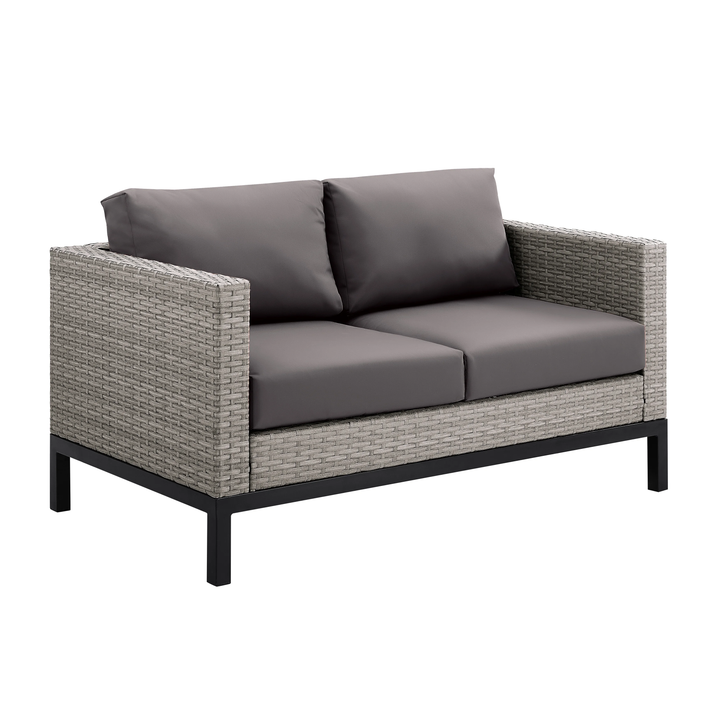 Modolo Outdoor Garden Balcony Sofa Set 2 Seater, 2 Single seater and Ottoman Set (Grey)