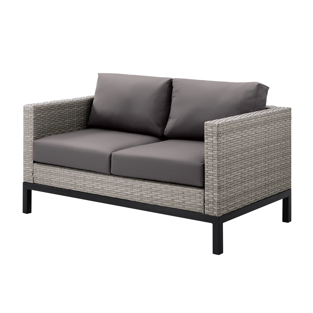 Modolo Outdoor Garden Balcony Sofa Set 2 Seater, 2 Single seater and Ottoman Set (Grey)