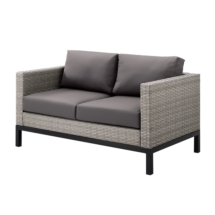 Modolo Outdoor Garden Balcony Sofa Set 2 Seater, 2 Single seater and Ottoman Set (Grey)