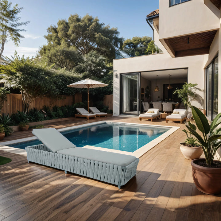 Sadwrn Outdoor Swimming Poolside Lounger Braided & Rope (Grey)