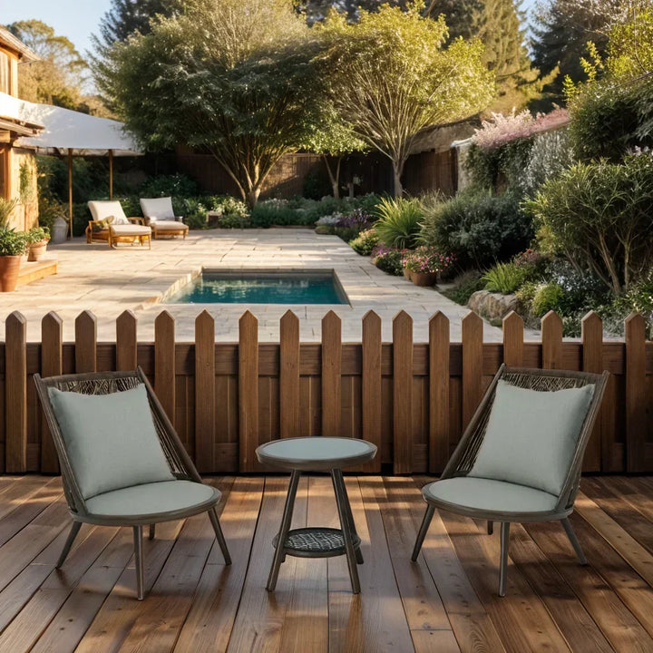 Felix Outdoor Patio Seating Set 2 Chairs and 1 Table Set (Brown) Braided & Rope