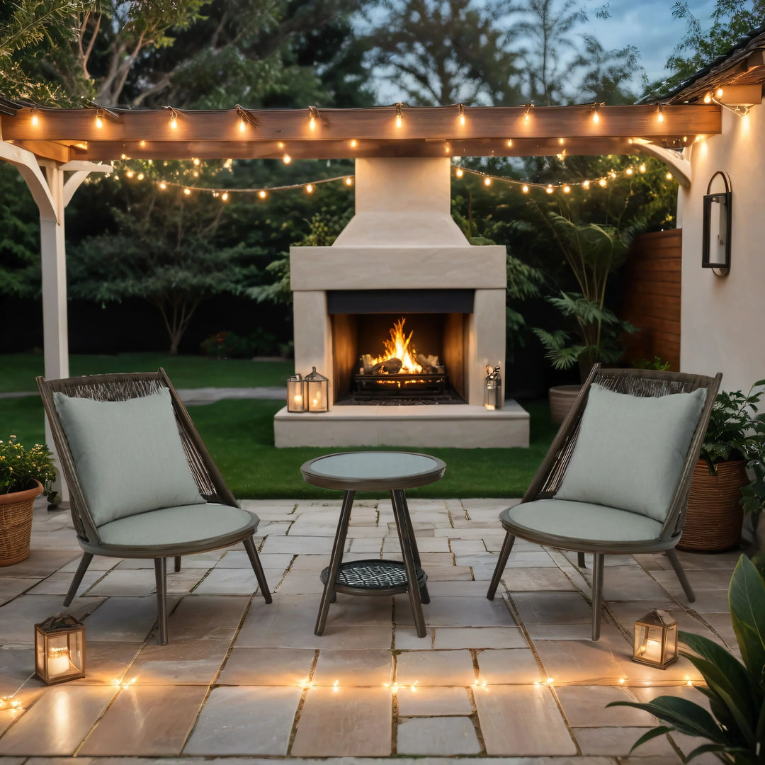 Felix Outdoor Patio Seating Set 2 Chairs and 1 Table Set (Brown) Braided & Rope