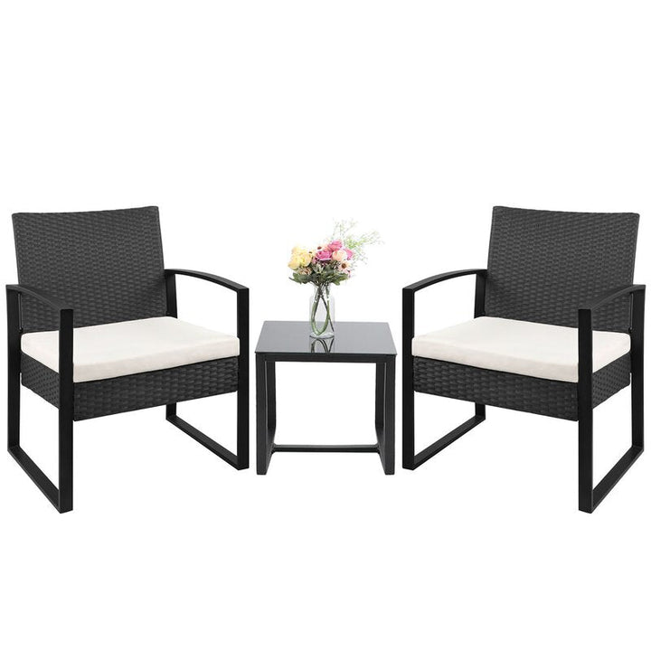 Rio Outdoor Patio Seating Set 2 Chairs and 1 Table Set (Black)