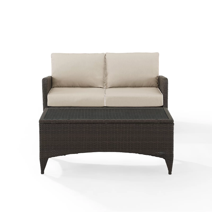 Angelo Outdoor 2 seater Sofa and 1 Center Table (Brown + Beige)