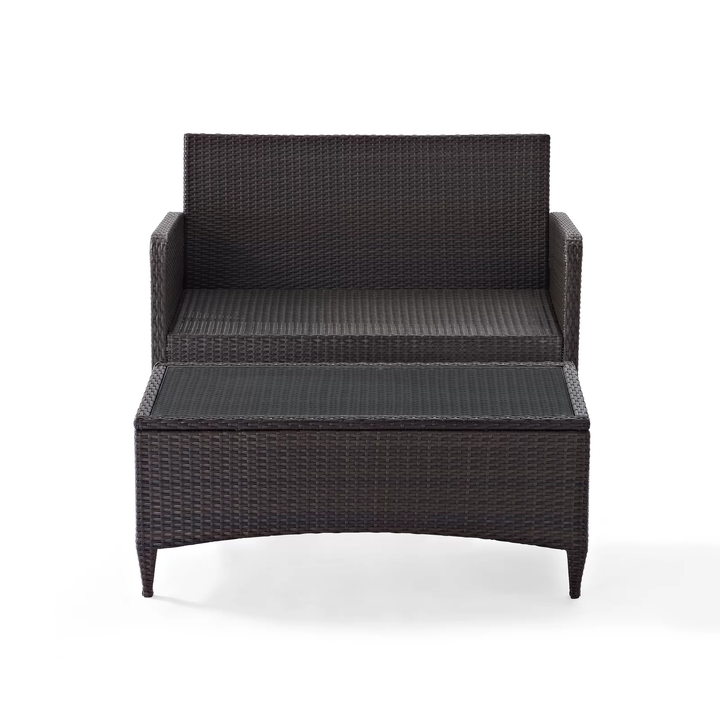 Tino Outdoor 2 seater Sofa and 1 Center Table (Dark Brown + Red)