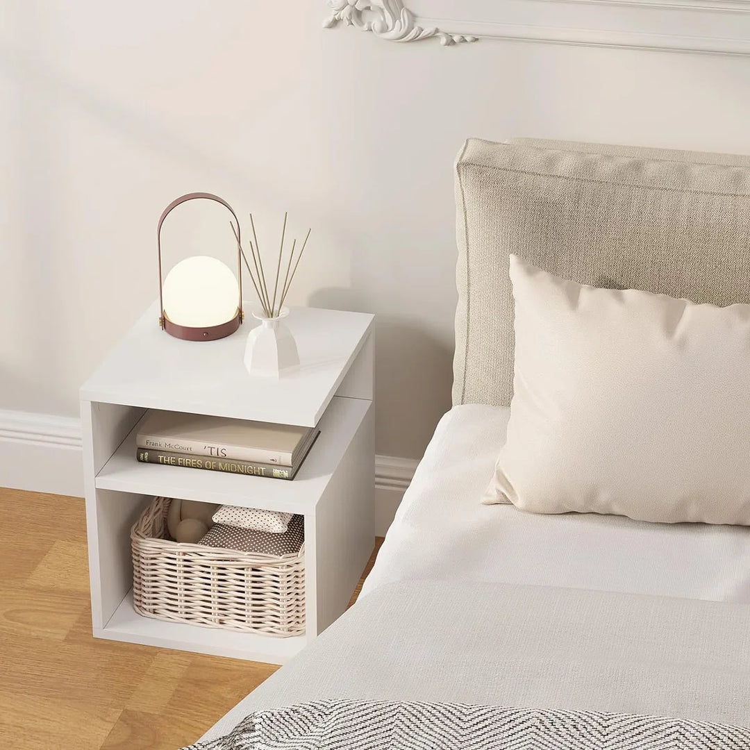 Mugdha Modern Bedside Table with Multi-Level Storage by OmkarWood Furniture