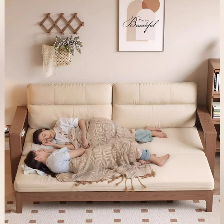 Multifunctional Retractable Sofa Bed with Wide Armrest and Storage Shelf FURNITURE