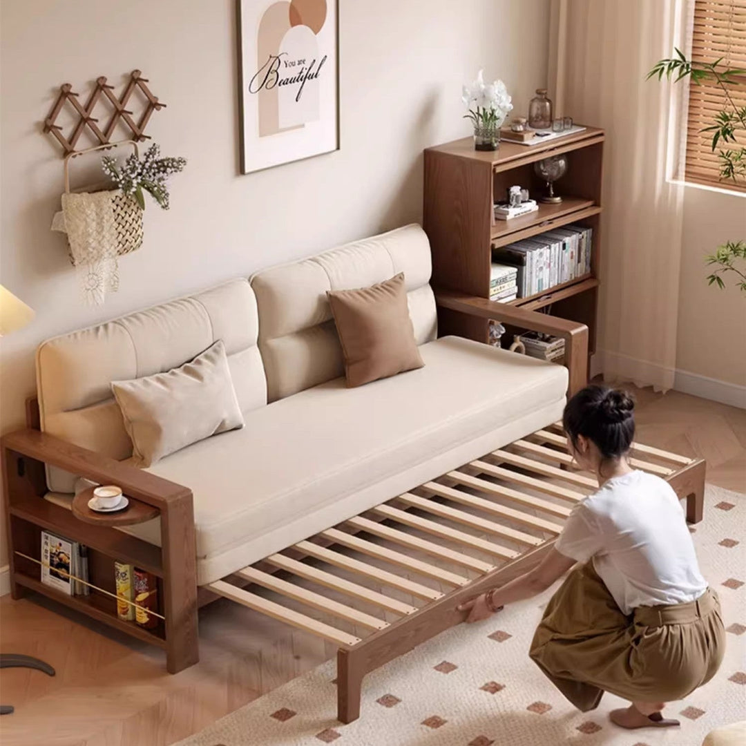 Multifunctional Retractable Sofa Bed with Wide Armrest and Storage Shelf FURNITURE