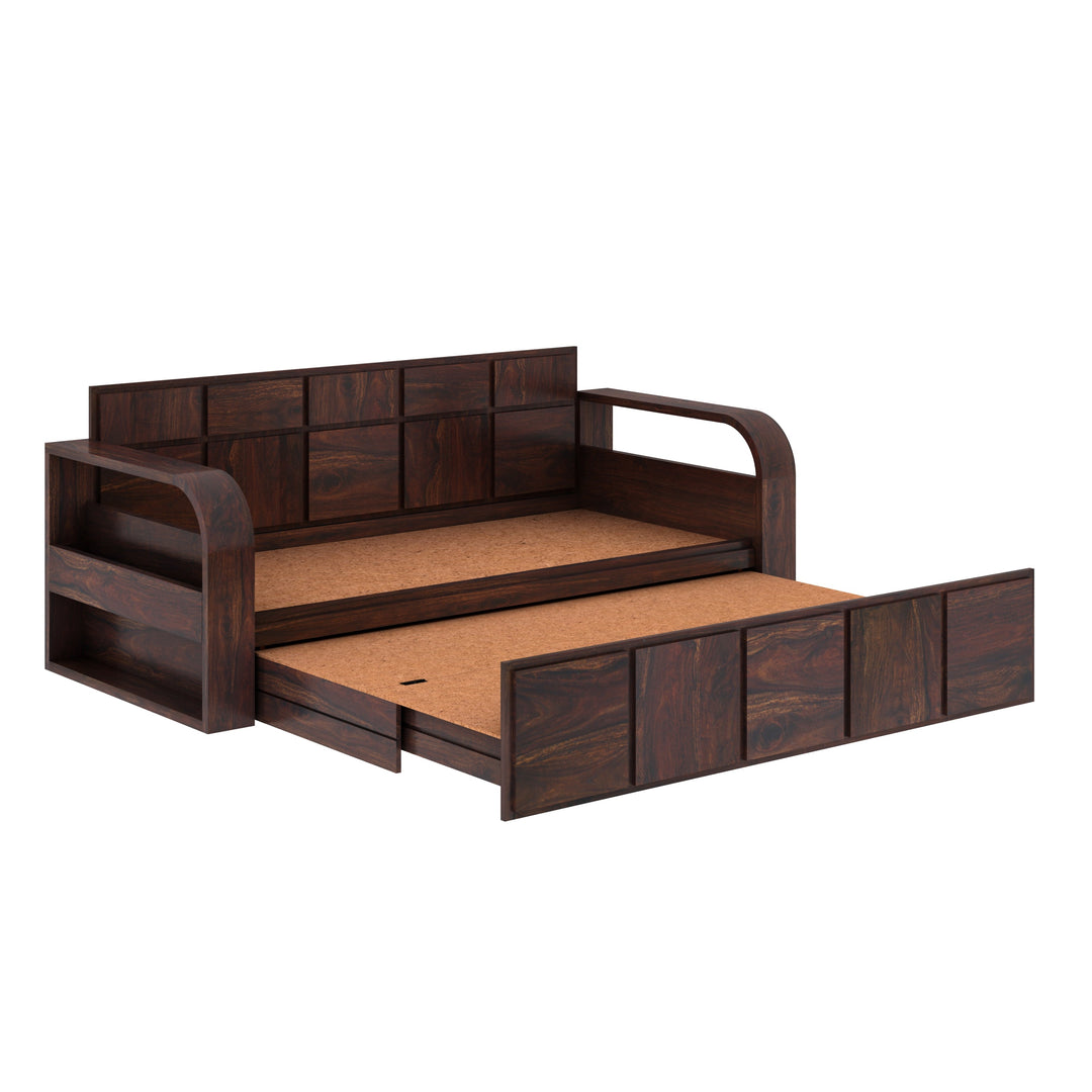 Magnolia Solid Sheesham Wood 3 Seater Sofa Cum Bed with Headboard Design Sofa Cum Bed