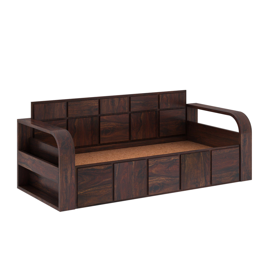 Magnolia Solid Sheesham Wood 3 Seater Sofa Cum Bed with Headboard Design