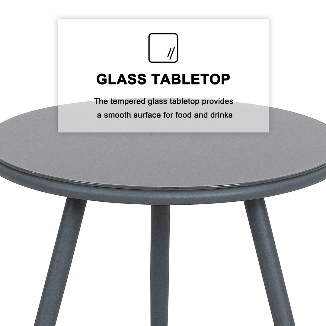 Spade Outdoor Patio Seating Set 2 Chairs and 1 Table Set (Grey) Braided & Rope